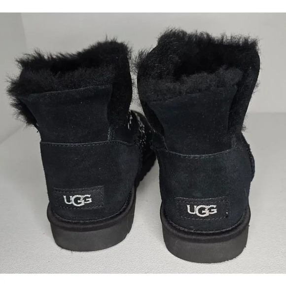 UGG WOMEN CLASSIC GALAXY BLING MINI BLACK SUEDE BOOTS SIZE 7 1103799 EUC - Picture 7 of 11